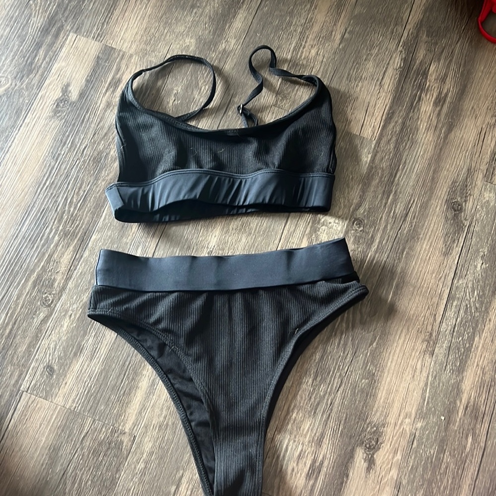 NWOT shein black high waisted bikini size small